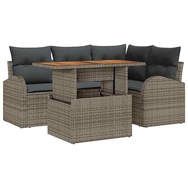 vidaXL Garten-Sofa-Set mit Speicher 5-Tlg Grau Poly Rattan 3358316 günstig online kaufen