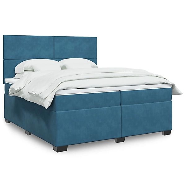 vidaXL Boxspringbett mit Matratze Blau 200x200 cm Samt 3293300 günstig online kaufen