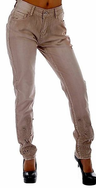 Charis Moda Bootcut-Jeans Jeans in Vintage Farben mit Stickerei-Bling Appli günstig online kaufen
