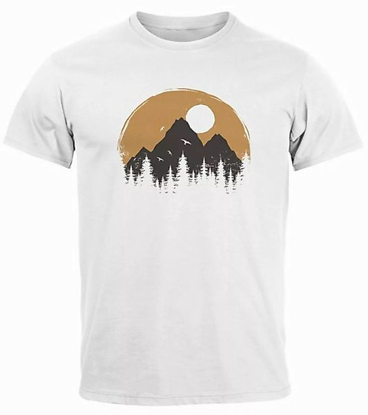 Neverless Print-Shirt Herren T-Shirt Outdoor Print Natural Badge Logo Wande günstig online kaufen