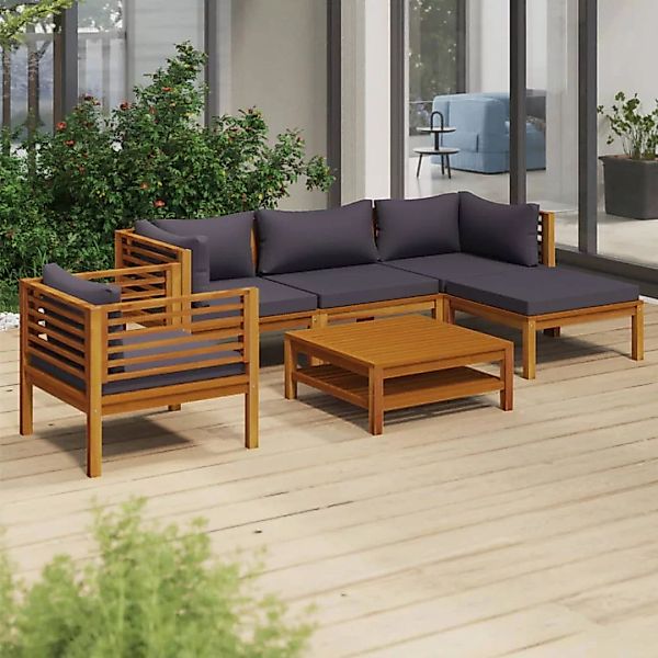 6-tlg. Garten-lounge-set Mit Auflage Massivholz Akazie günstig online kaufen