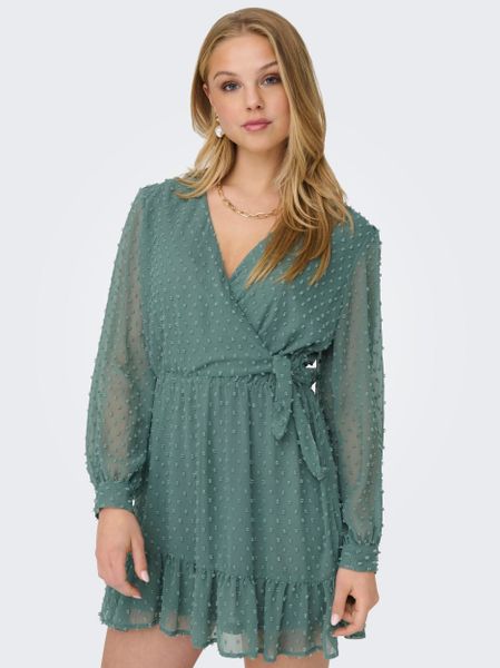 ONLY Wickelkleid "ONLTIVA L/S DOBBY FAKE WRAP DRESS WVN" Sommerkleid günstig online kaufen
