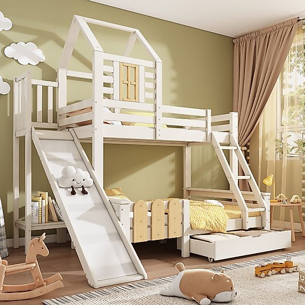 Flieks Etagenbett, Hausbett Kinderbett 90/140x200cm mit günstig online kaufen