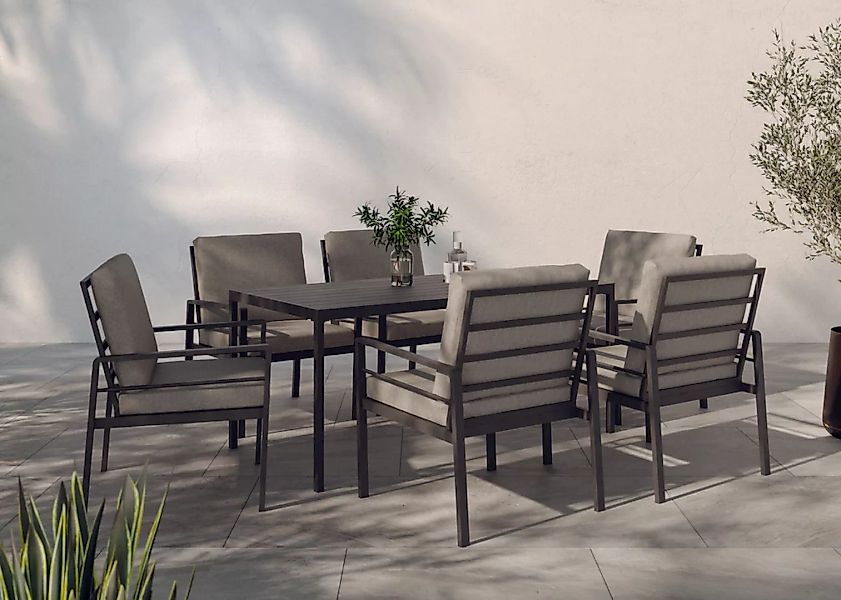 KONIFERA Garten-Essgruppe ""New Jersey"", (Set, 19 tlg., 6 Sessel, Tisch 80 günstig online kaufen