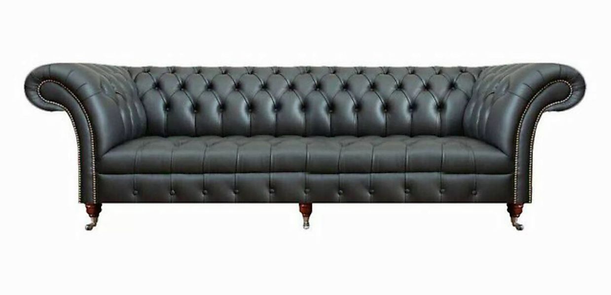 JVmoebel Chesterfield-Sofa Schwarz Sofa Dreisitze Couch Polster Leder Luxus günstig online kaufen