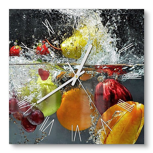 DEQORI Wanduhr 'Gemischtes Obst im Wasser' günstig online kaufen