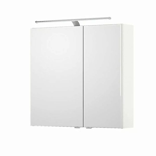 Badezimmer Spiegelschrank, 75cm breit, mit LED Beleuchtung weiß Glanz SOLIN günstig online kaufen