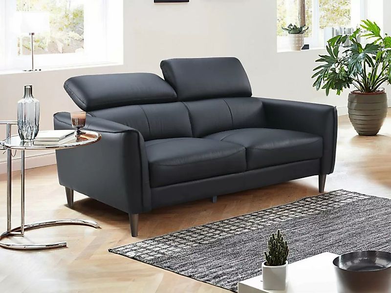 Sofa 2-Sitzer - Büffelleder - Schwarz - SALVI günstig online kaufen