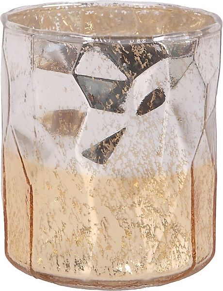 Trend Line Windlicht Windlicht Glas Ø 10 x 12 cm gold weiß günstig online kaufen