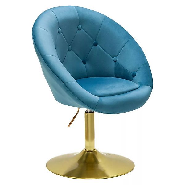 Loungesessel Samt Blau / Gold Design Drehstuhl | Clubsessel Polsterstuhl mi günstig online kaufen