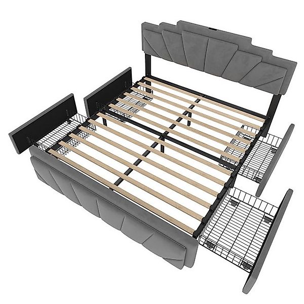 Odikalo Stauraumbett Polsterbett Doppelbett Jugendbett mit USB Höhenverstel günstig online kaufen
