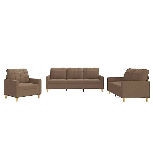 vidaXL Sofa, 3-tlg. Sofagarnitur mit Kissen Braun Stoff günstig online kaufen