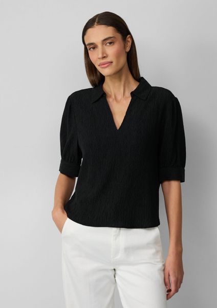 s.Oliver Kurzarmbluse Bluse Verkürzte Plissee-Bluse im günstig online kaufen