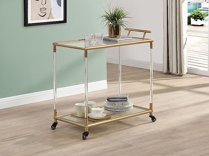 Servierwagen mit Rollen - Zwei Platten aus Sicherheitsglas - Metall - Trans günstig online kaufen