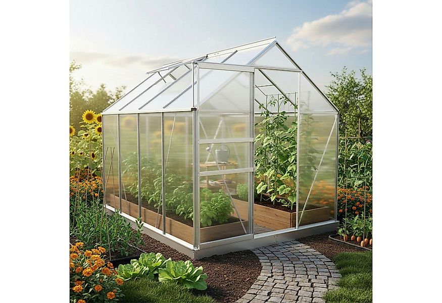 Zelsius Gewächshaus Aluminium Gewächshaus mit Fundament, 250 x 190 cm, 6 mm günstig online kaufen
