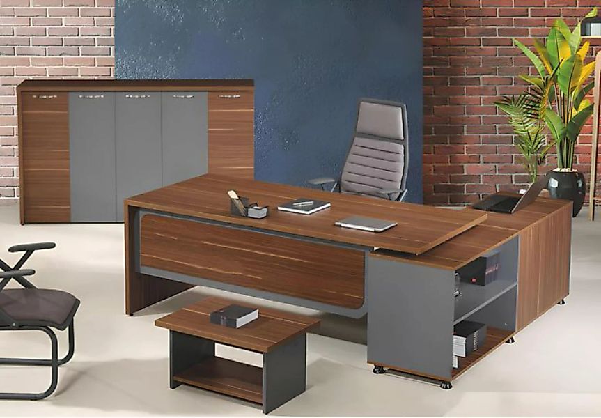 Xlmoebel Sofa Büro-Eckschreibtisch-Set Komplettes 3-teiliges Holz-Büromöbel günstig online kaufen