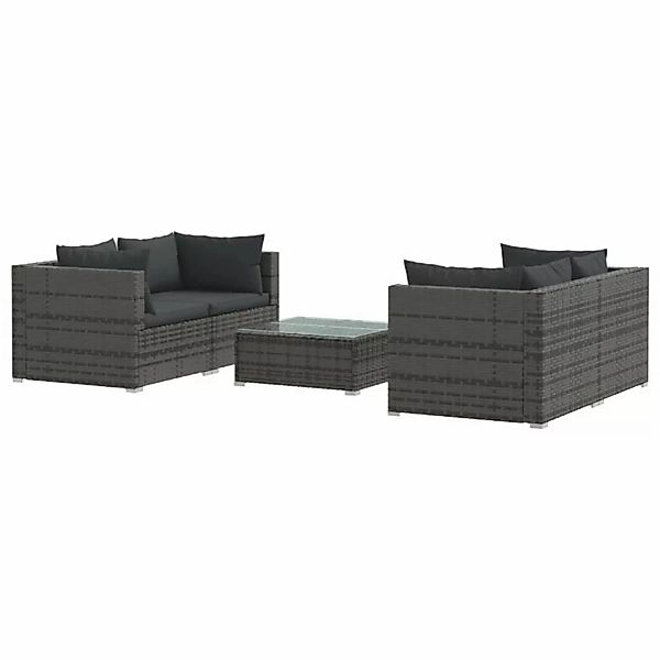 vidaXL 5-tlg Garten-Lounge-Set mit Kissen Poly Rattan Grau Modell 12 günstig online kaufen