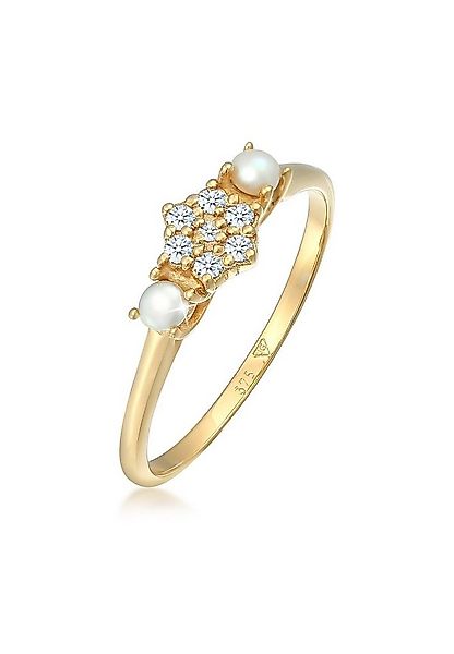 Elli DIAMONDS Diamantring Diamant (0.095 ct) Süßwasserperle 375 Gelbgold, D günstig online kaufen