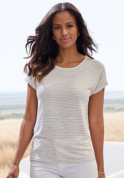 LASCANA Kurzarmshirt "mit modischem Zebra-Muster" aus weichem Viskose-Stric günstig online kaufen