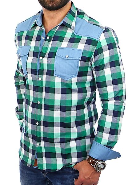 Reslad Langarmhemd Reslad Herren Hemd Karo günstig online kaufen