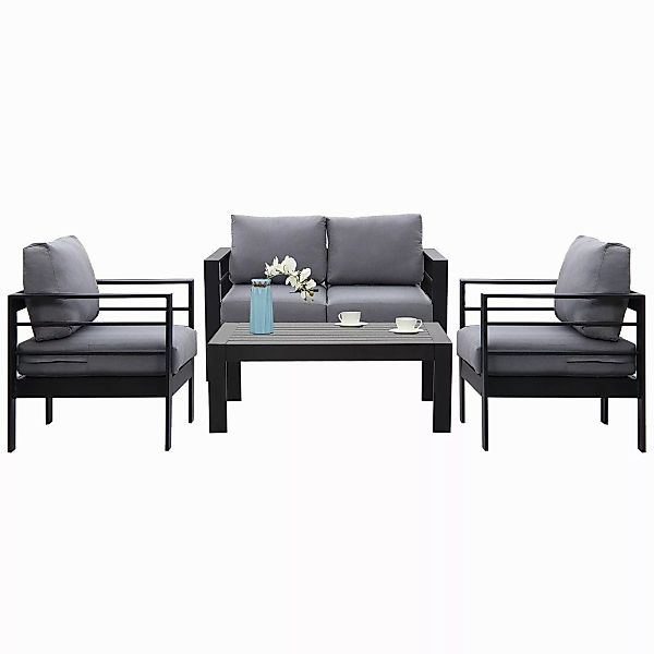 MeXo Gartenlounge-Set Aluminium Balkonmöbel Set 4 günstig online kaufen