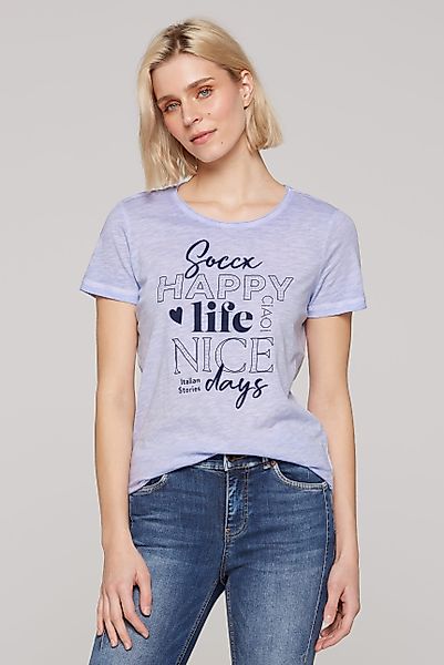 SOCCX Rundhalsshirt mit offener Kante am günstig online kaufen