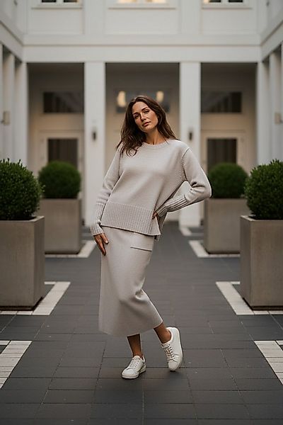 Zuckerwatte Rundhalspullover schöne Rippstrickdetails, aus wertiger Merino günstig online kaufen