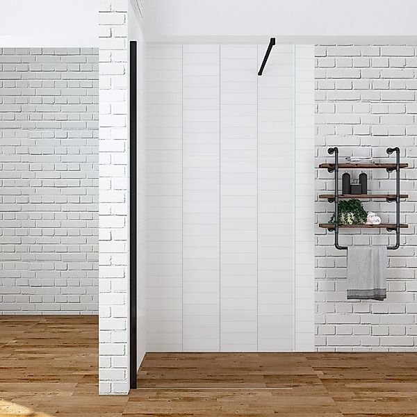 AQUABATOS Walk-in-Dusche Duschwand Duschtrennwand Glaswand schwarz günstig online kaufen