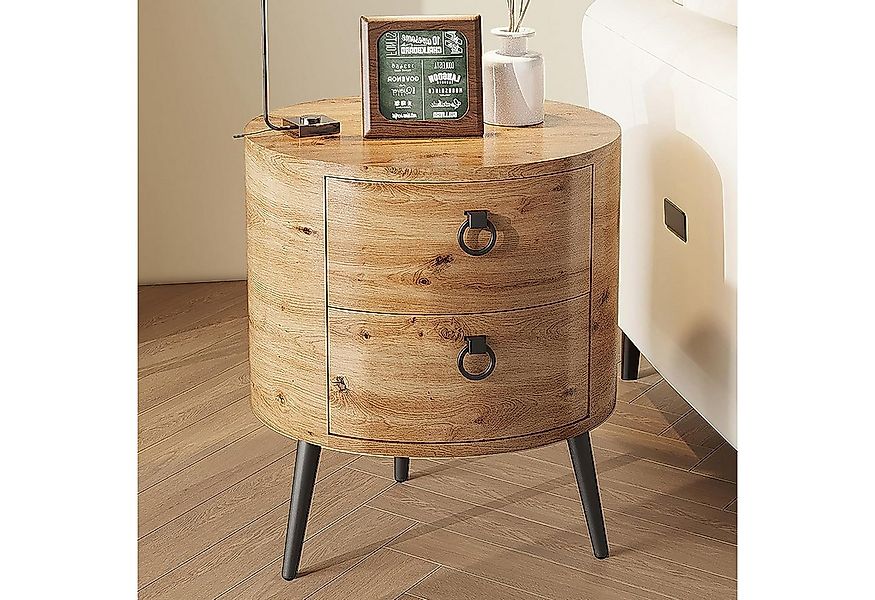 GarveeMore Beistelltisch Runder mit 2 Schubladen,moderner Nachttisch,47x47x günstig online kaufen