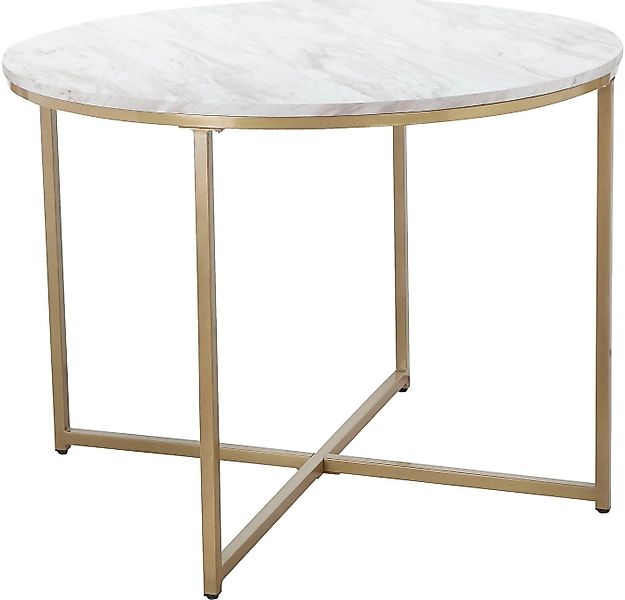 Leonique Esstisch Gondat (1-St), mit Tischplatte in Marmor-Optik, Gestell a günstig online kaufen