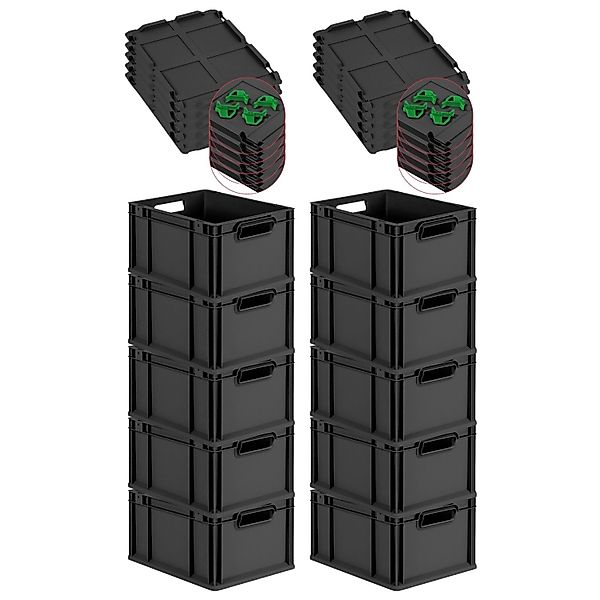 PROREGAL SuperSparSet 10x Eurobox Nextgen Grip Mit Scharnierdeckel Und Grün günstig online kaufen