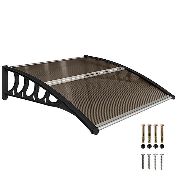 Outsunny Pultvordach Polycarbonate Aluminium Braun Schwarz 103L x 96,5B x 2 günstig online kaufen