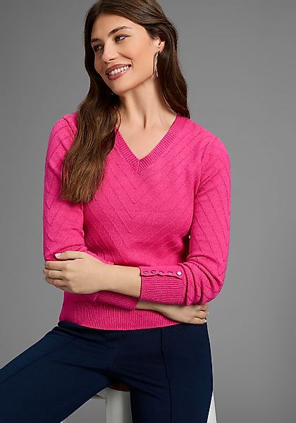 Laura Scott V-Ausschnitt-Pullover, mit Strukturstrick - NEUE KOLLEKTION günstig online kaufen