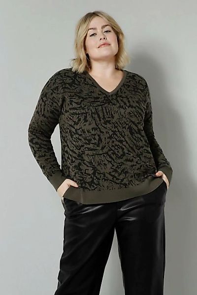 Sara Lindholm Strickpullover Pullover oversized Animal V-Ausschnitt Langarm günstig online kaufen