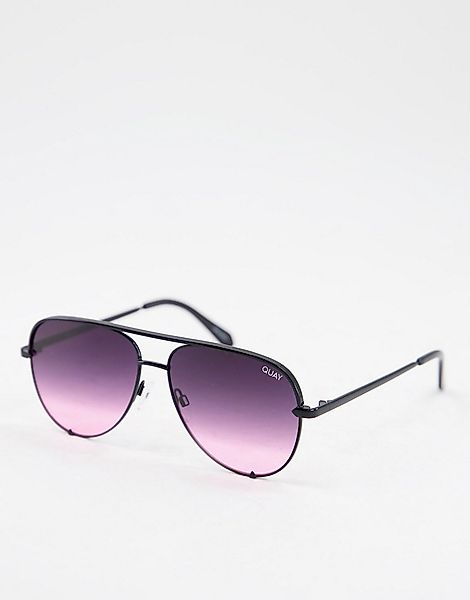 Quay – High Key Rhinestone – Pilotensonnenbrille für Damen in Schwarz günstig online kaufen