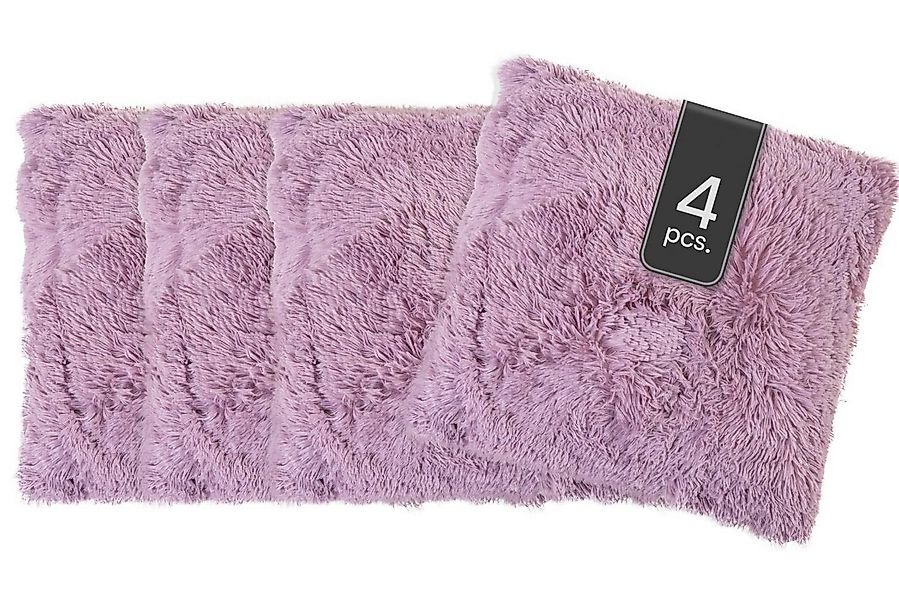 Home4You Dekokissen 4er Set, Fliederfarben, Kunstfaser, 50 x 50 cm, Kissenh günstig online kaufen