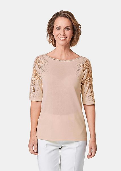 GOLDNER Strickpullover Pullover mit Spitzeneinsätzen und günstig online kaufen