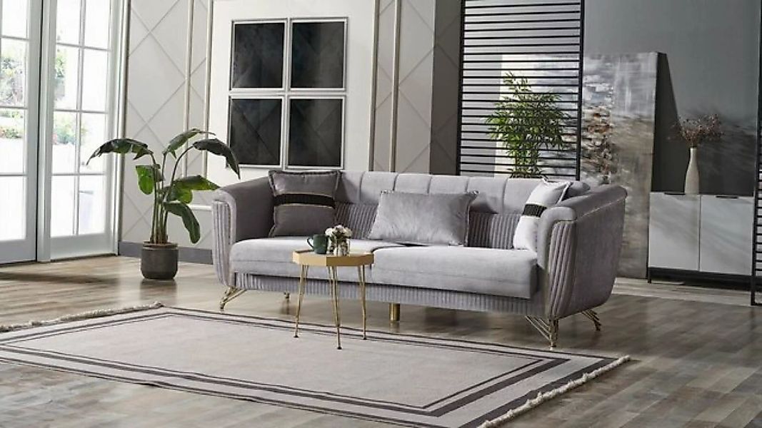 JVmoebel 3-Sitzer Sofa 3 Sitzer Textil Holz Modern Sofa Polster Couch Sofas günstig online kaufen
