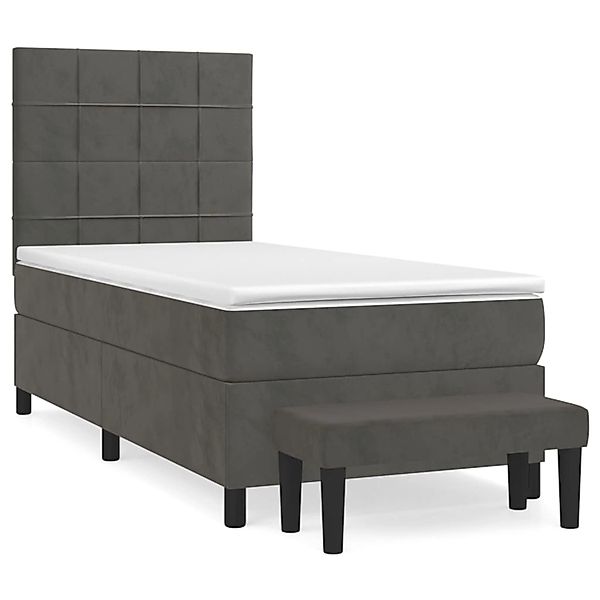 vidaXL Boxspringbett mit Matratze Dunkelgrau 100x200 cm Samt1469170 günstig online kaufen