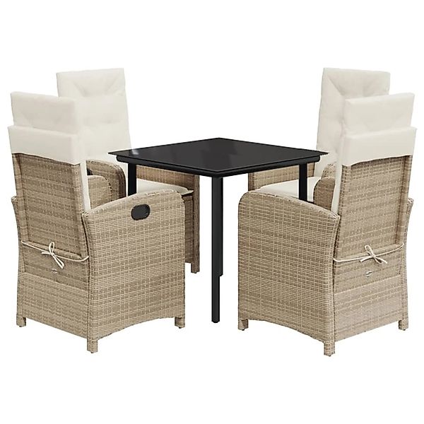 vidaXL 5-Tlg Garten-Essgruppe mit Kissen Beige Poly Rattan 3212381 günstig online kaufen
