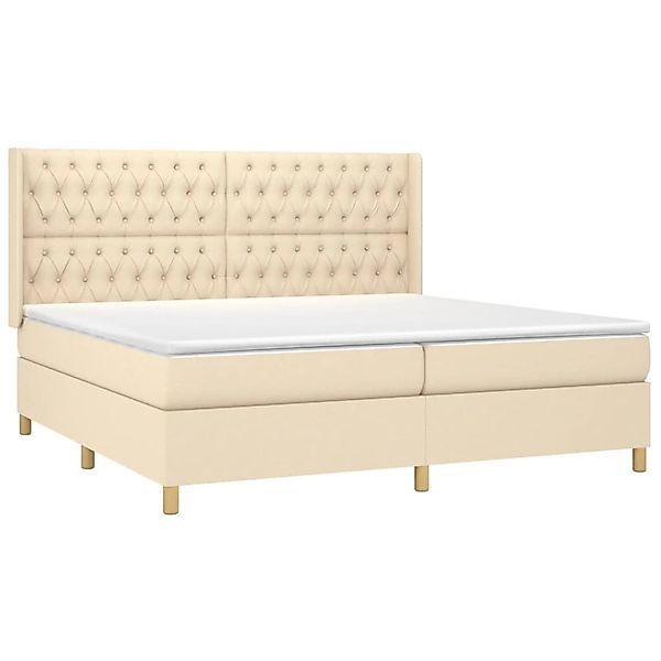 vidaXL Boxspringbett mit Matratze & LED Creme 200x200 cm Stoff 3139146 günstig online kaufen