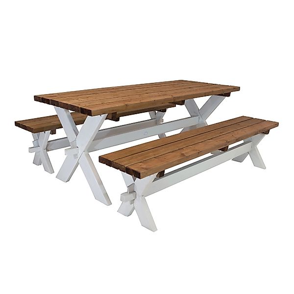 Axi Picknicktisch Celine mit Bänken Holz Braun Weiß 75 cm x 177 cm günstig online kaufen
