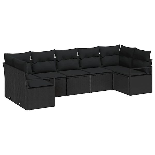 vidaXL Garten-Sofa-Set 7-Tlg Schwarz Poly Rattan 3346533 günstig online kaufen