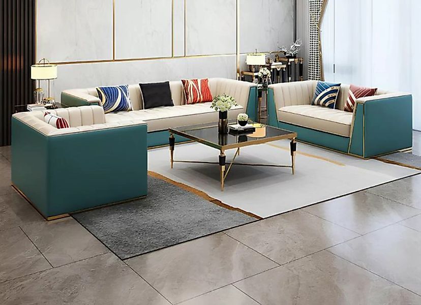 Xlmoebel Sofa Neues modernes Ledersofa vom Designer: 3-2-1-Sitzer Wohnlands günstig online kaufen