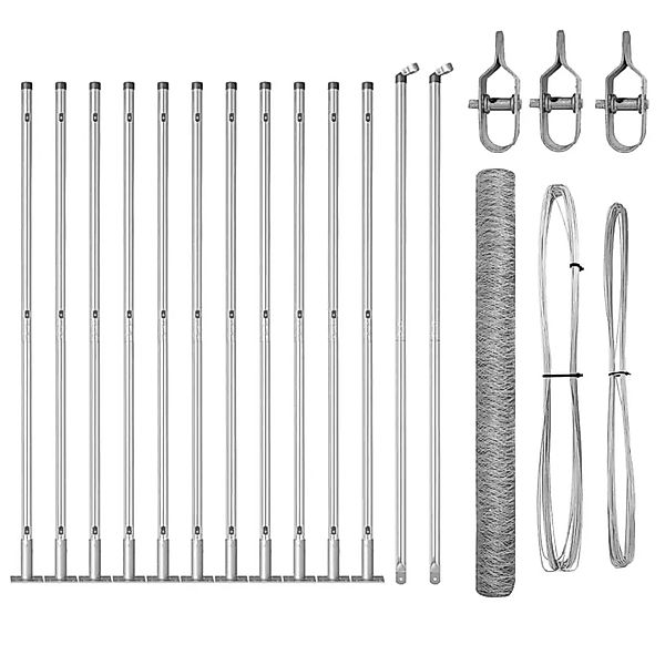 vidaXL Zaunpfosten Silber 25 x 1,6 m 50 mm Geflecht Stahl 3353817 günstig online kaufen