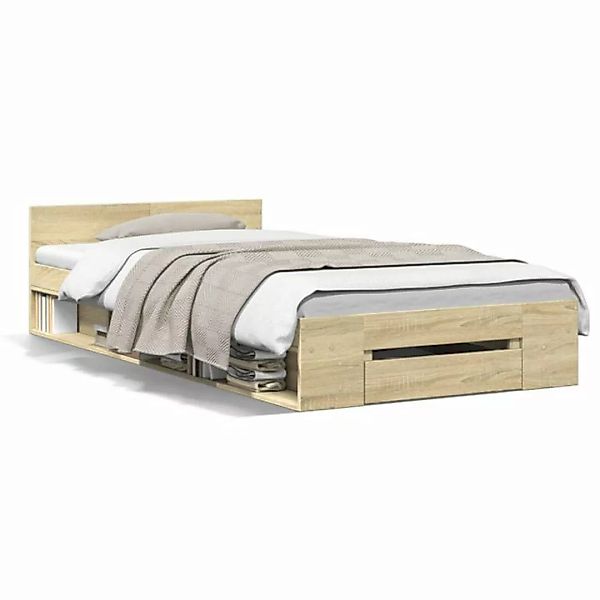 vidaXL Bett Bettgestell mit Schublade Sonoma-Eiche 90x190 cm Holzwerkstoff günstig online kaufen