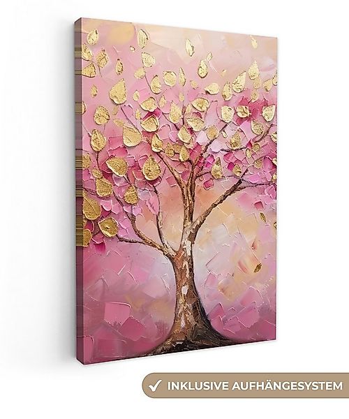 OneMillionCanvasses® Leinwandbild Baum - Rosa - Gold - Modern, Fotodruck (1 günstig online kaufen