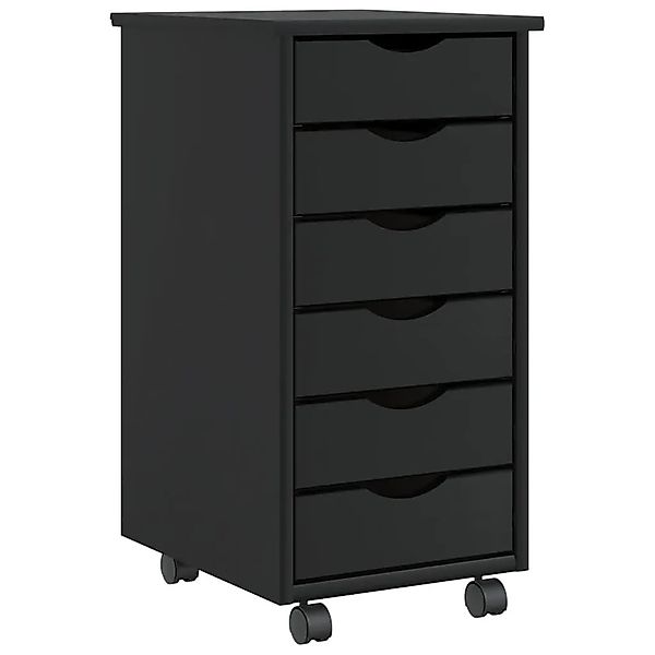 vidaXL Rollschrank mit Schubladen MOSS Schwarz Massivholz Kiefer 4015782 günstig online kaufen