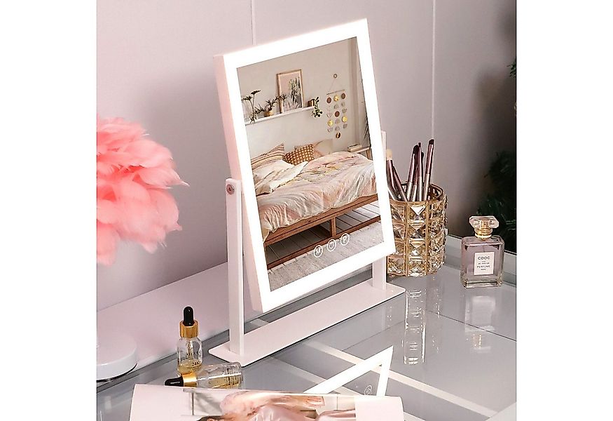 FENCHILIN Schminkspiegel mit LED Lichtleiste weiß 25/30 cm günstig online kaufen