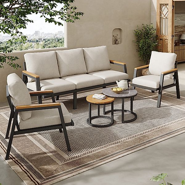 Merax Gartenlounge-Set mit 3-Sitzer-Sofa, 2 Sessel günstig online kaufen